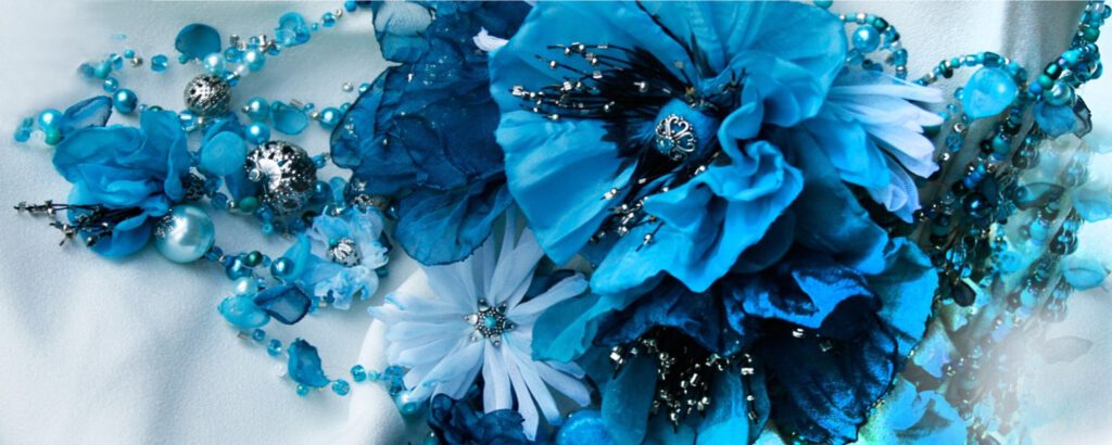 Ukrainian baroque inspired necklace. Textiles, glass, metal 